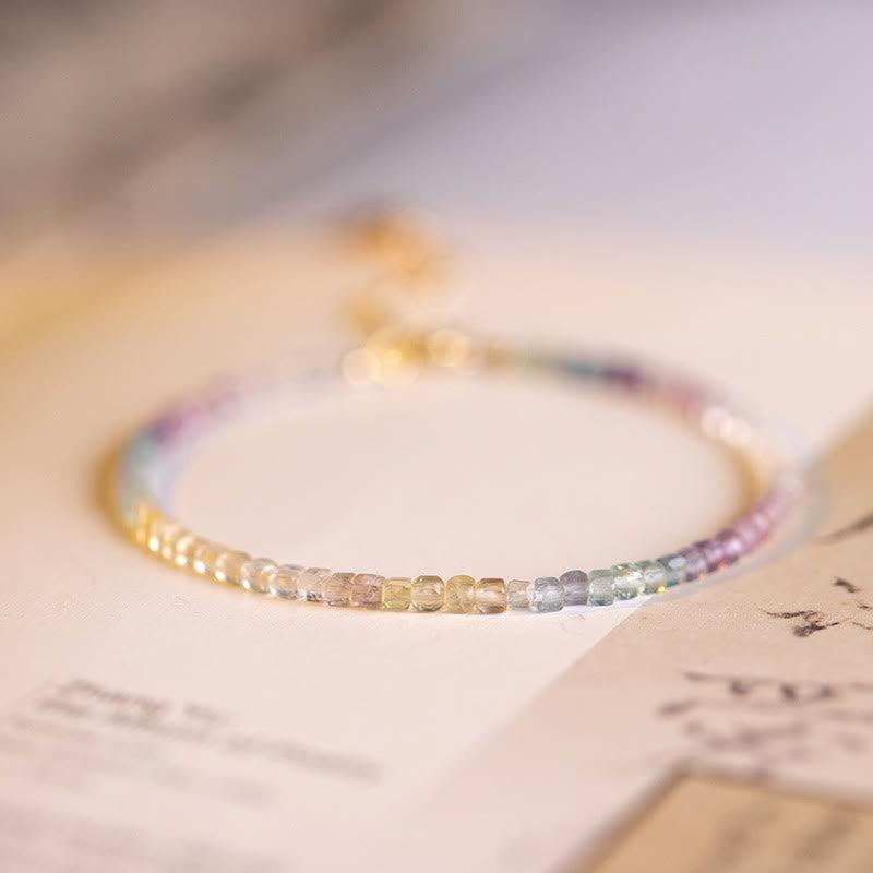 Ultra-Thin 2.5mm Fluorite and 14k Gold Plated Copper Heart Bracelet