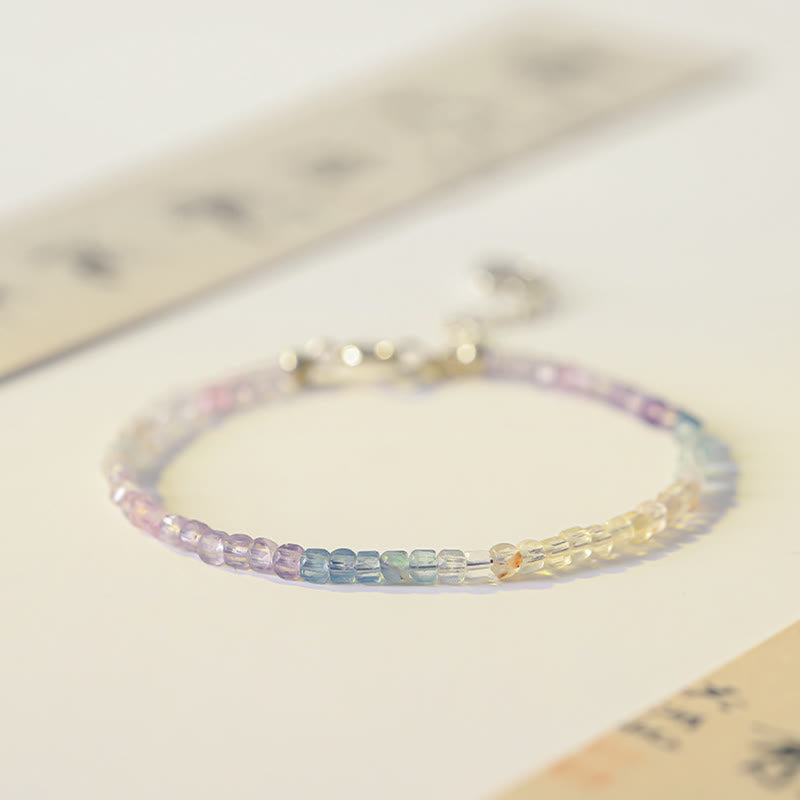 Ultra-Thin 2.5mm Fluorite and 14k Gold Plated Copper Heart Bracelet