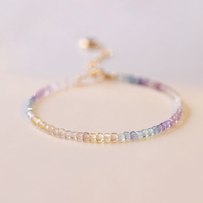 Ultra-Thin 2.5mm Fluorite and 14k Gold Plated Copper Heart Bracelet