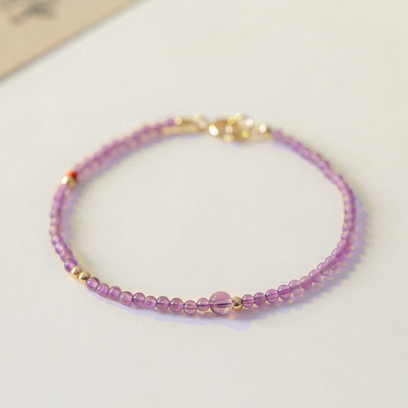 Ultra-Thin 2mm Natural Amethyst and 14k Gold Plated Copper Meditation Bracelet