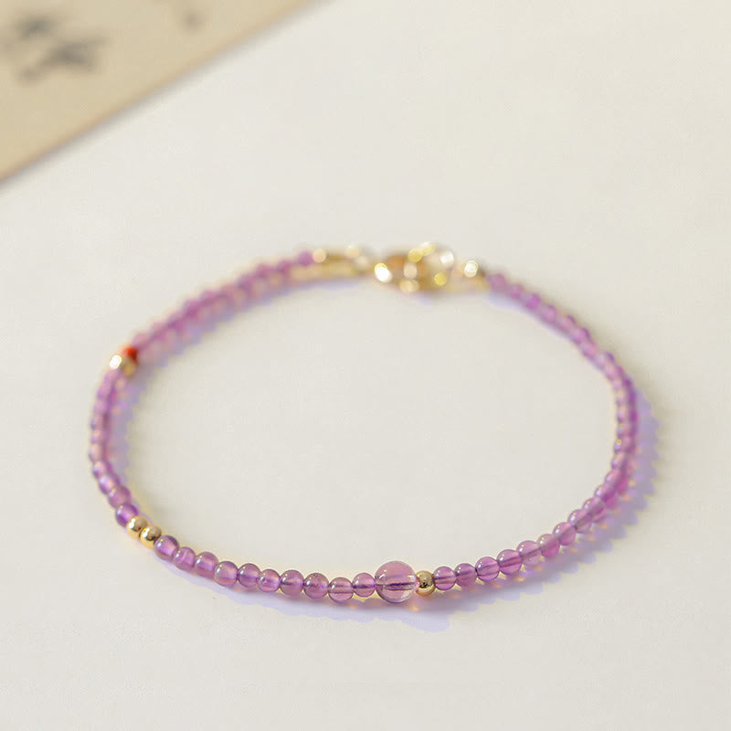 Ultra-Thin 2mm Natural Amethyst and 14k Gold Plated Copper Meditation Bracelet