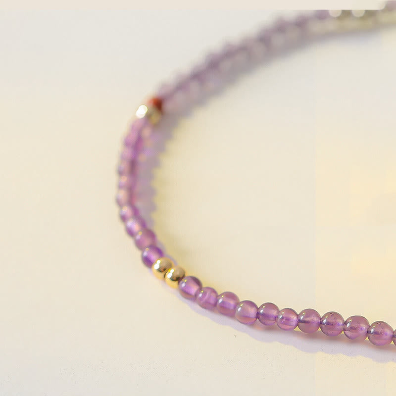 Ultra-Thin 2mm Natural Amethyst and 14k Gold Plated Copper Meditation Bracelet