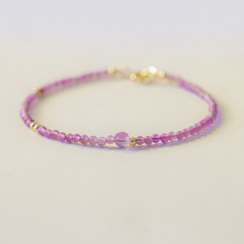 Ultra-Thin 2mm Natural Amethyst and 14k Gold Plated Copper Meditation Bracelet
