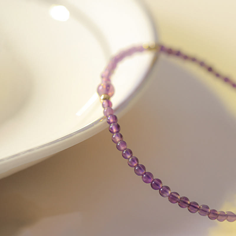 Ultra-Thin 2mm Natural Amethyst and 14k Gold Plated Copper Meditation Bracelet