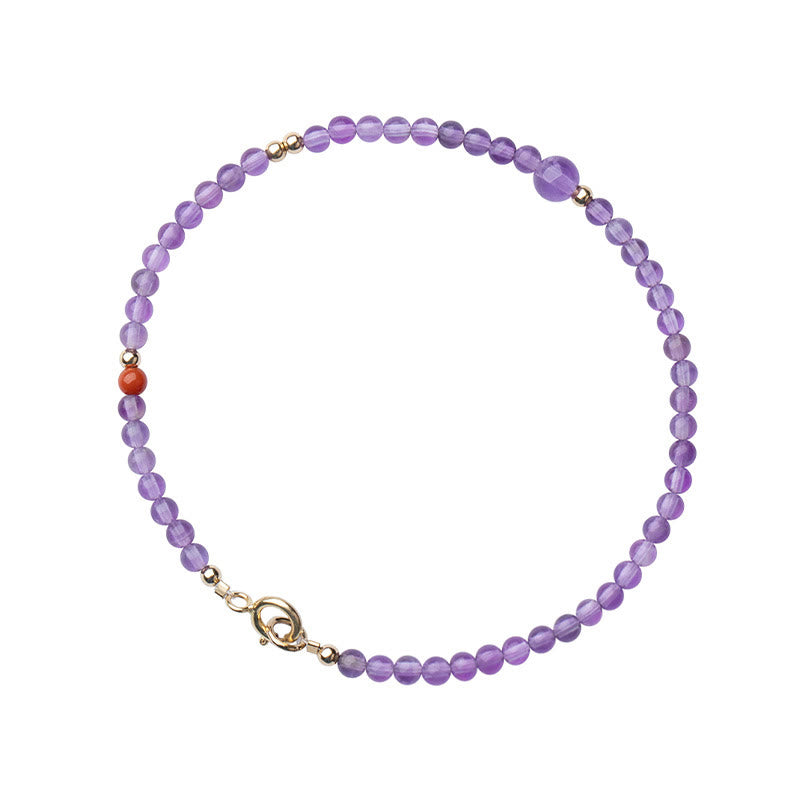 Ultra-Thin 2mm Natural Amethyst and 14k Gold Plated Copper Meditation Bracelet
