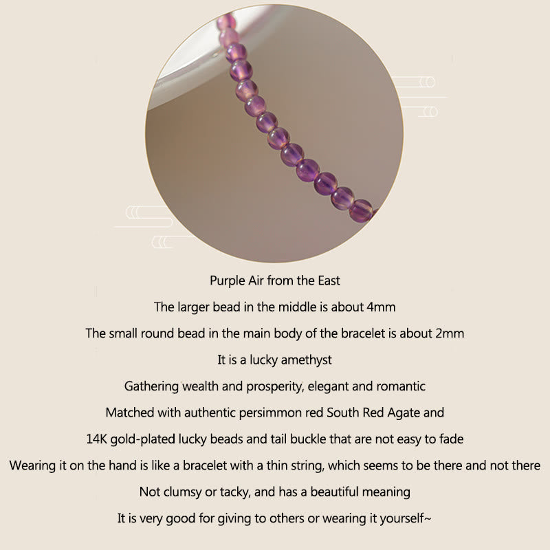Ultra-Thin 2mm Natural Amethyst and 14k Gold Plated Copper Meditation Bracelet