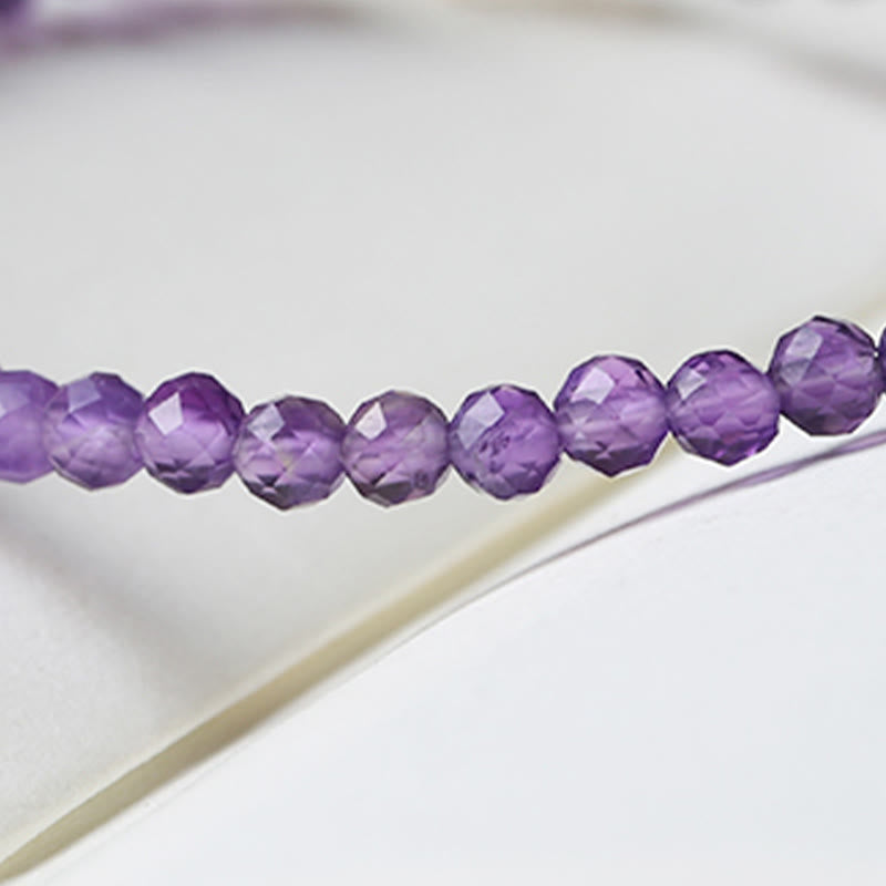 Minimalist 14K Gold Plated Natural Amethyst Ultra-Thin Bead Bracelet