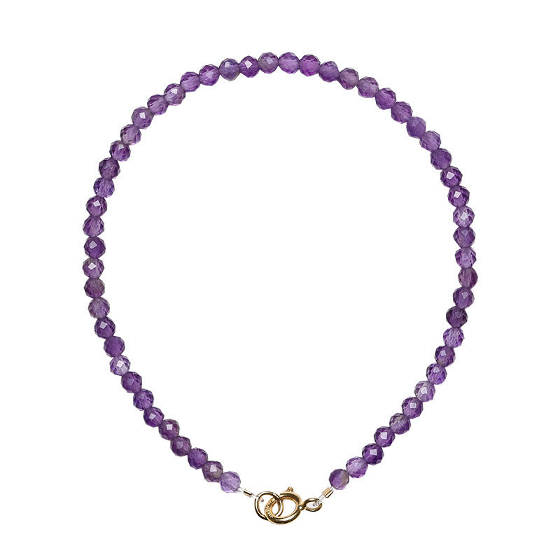 Minimalist 14K Gold Plated Natural Amethyst Ultra-Thin Bead Bracelet