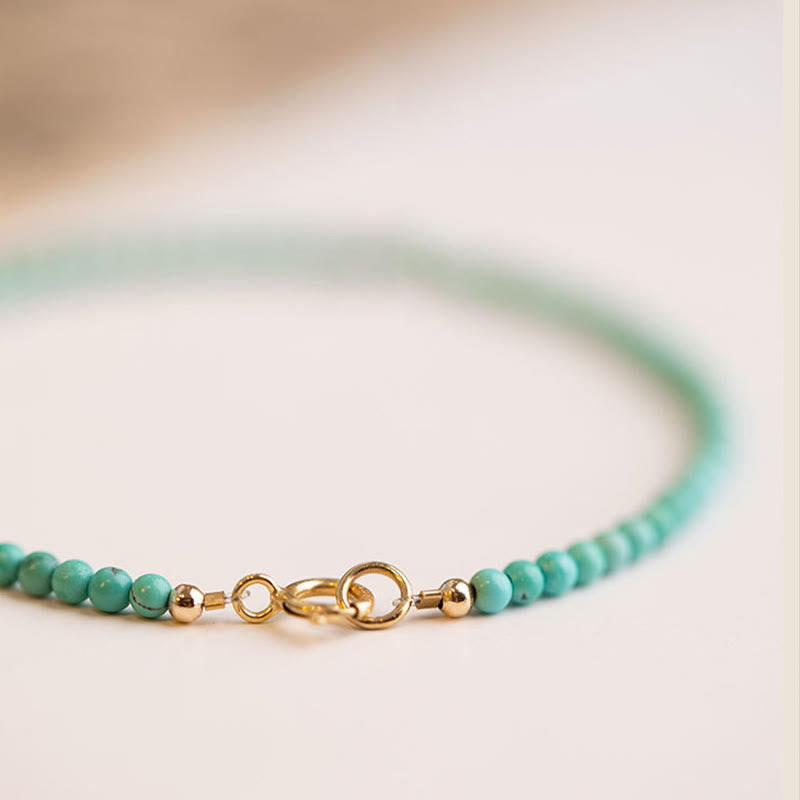 2mm Turquoise Ultra-thin Beads 14k Gold Plated Copper Wisdom Bracelet