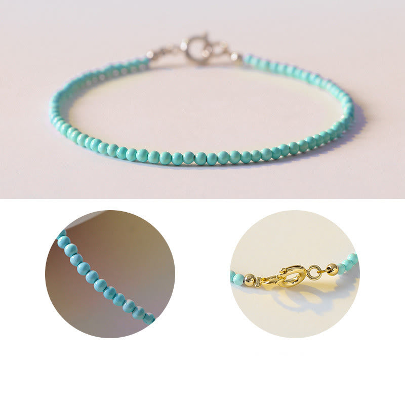 2mm Turquoise Ultra-thin Beads 14k Gold Plated Copper Wisdom Bracelet
