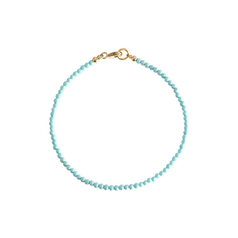 2mm Turquoise Ultra-thin Beads 14k Gold Plated Copper Wisdom Bracelet