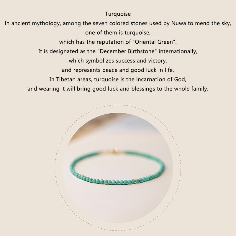 2mm Turquoise Ultra-thin Beads 14k Gold Plated Copper Wisdom Bracelet