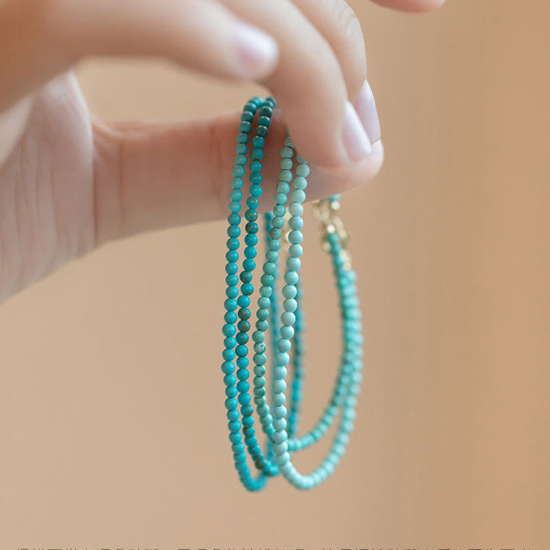 2mm Turquoise Ultra-thin Beads 14k Gold Plated Copper Wisdom Bracelet