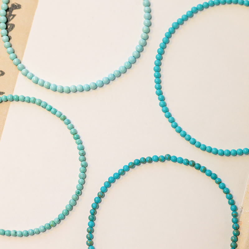 2mm Turquoise Ultra-thin Beads 14k Gold Plated Copper Wisdom Bracelet