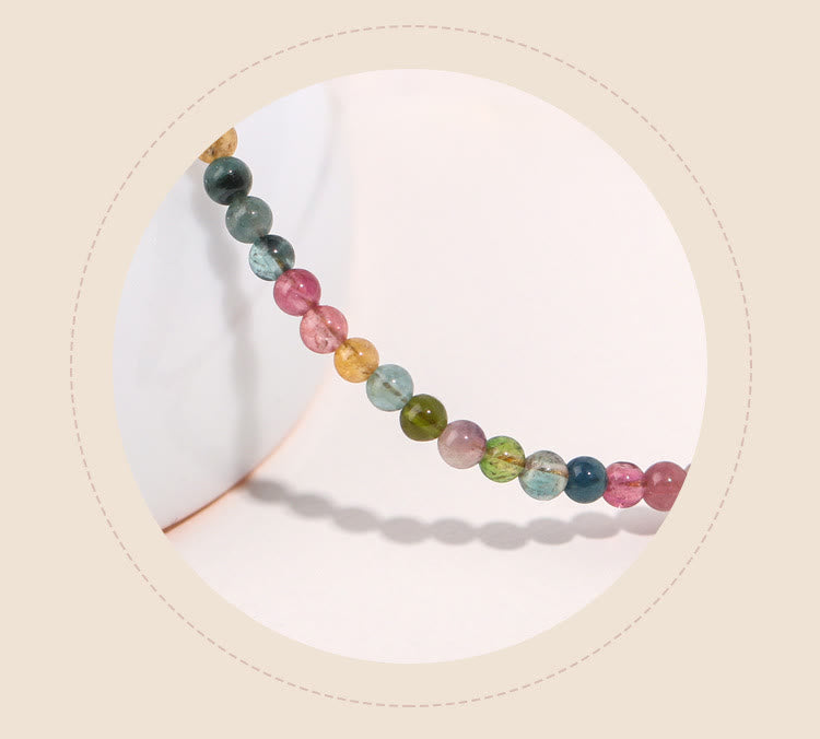 Minimalist Multicolor Tourmaline & 14k Gold Plated Copper Ultra-thin Bead Bracelet