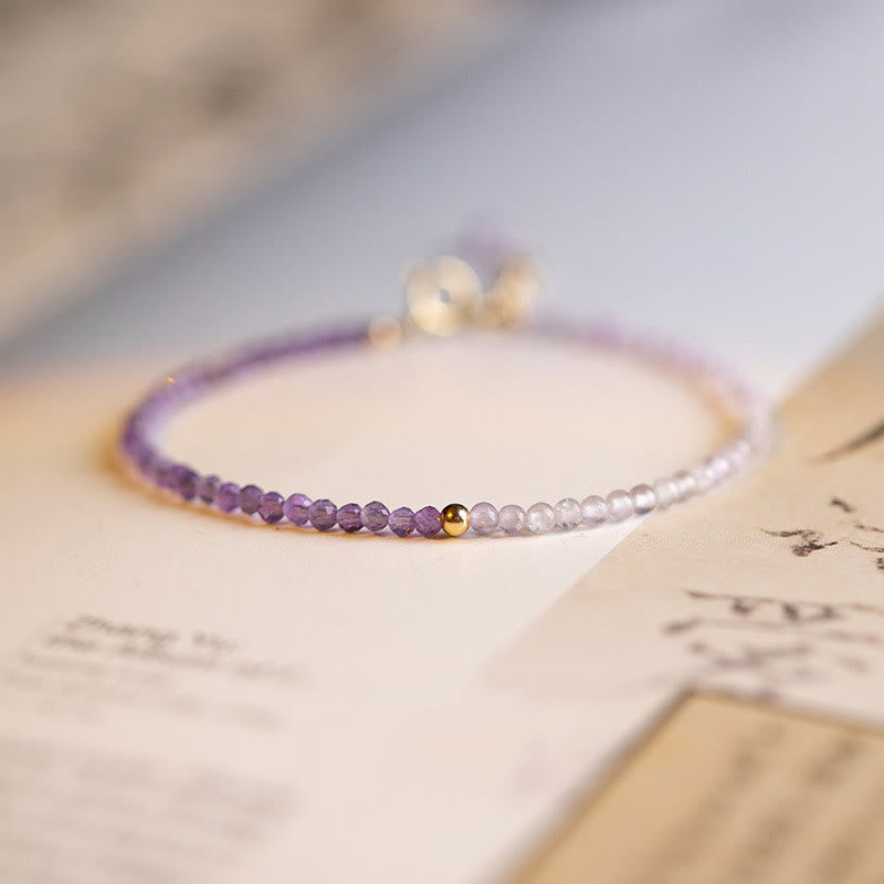 2.5mm Natural Amethyst Ultra-thin Beads 14k Gold Plated Copper Inner Peace Bracelet