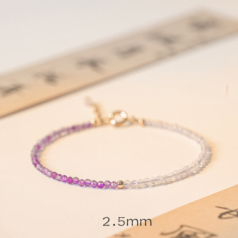 2.5mm Natural Amethyst Ultra-thin Beads 14k Gold Plated Copper Inner Peace Bracelet