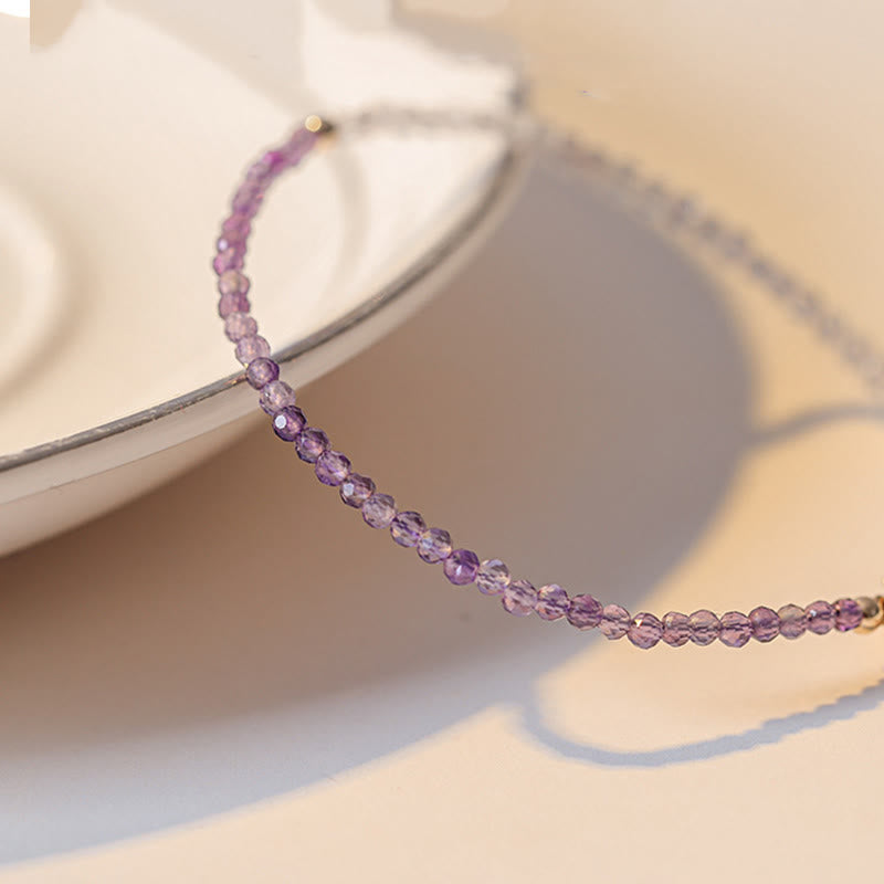 2.5mm Natural Amethyst Ultra-thin Beads 14k Gold Plated Copper Inner Peace Bracelet