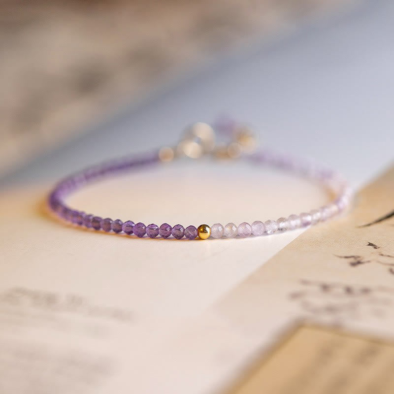 2.5mm Natural Amethyst Ultra-thin Beads 14k Gold Plated Copper Inner Peace Bracelet