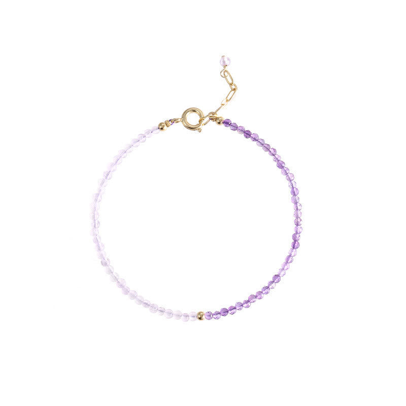 2.5mm Natural Amethyst Ultra-thin Beads 14k Gold Plated Copper Inner Peace Bracelet