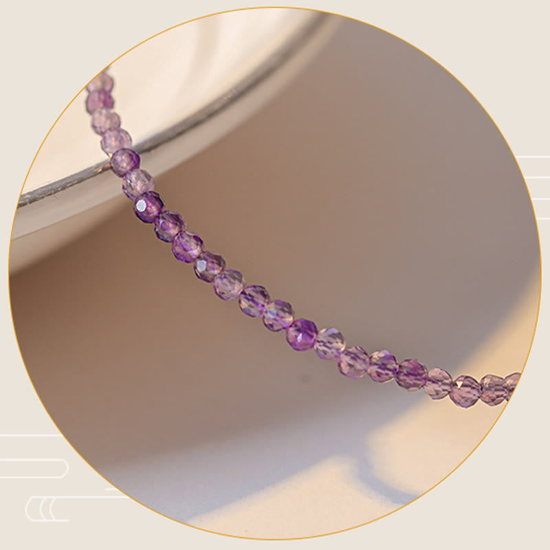 2.5mm Natural Amethyst Ultra-thin Beads 14k Gold Plated Copper Inner Peace Bracelet