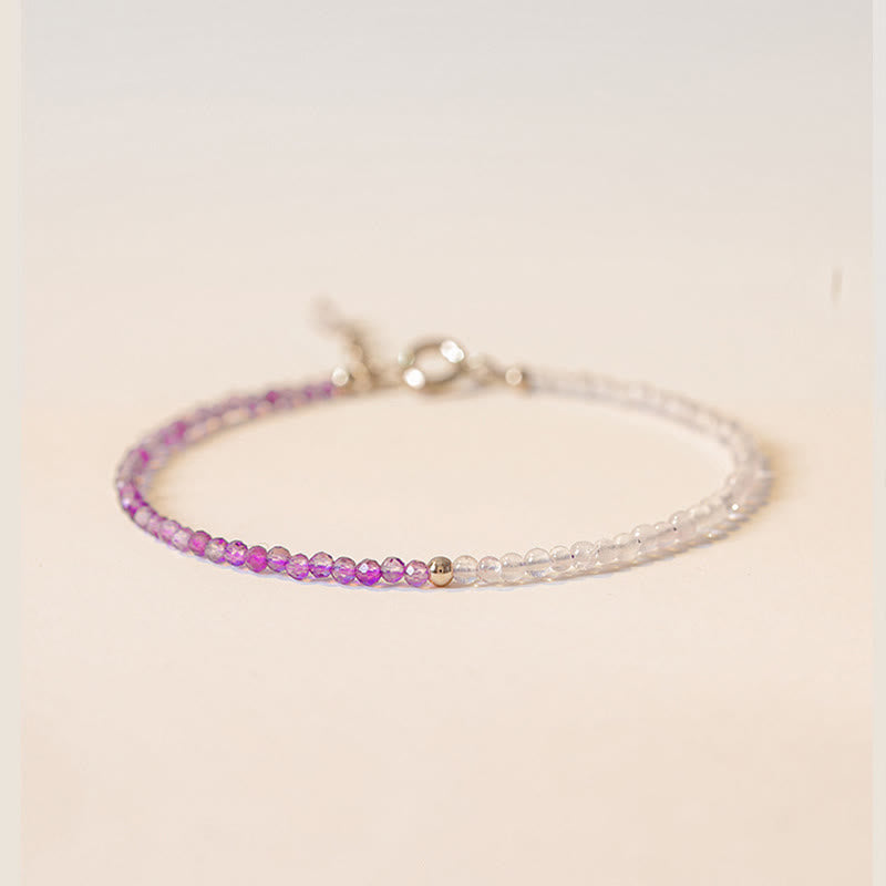 2.5mm Natural Amethyst Ultra-thin Beads 14k Gold Plated Copper Inner Peace Bracelet