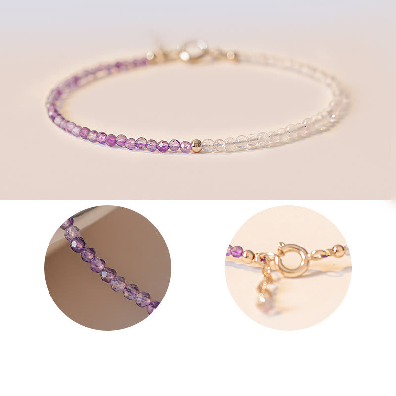 2.5mm Natural Amethyst Ultra-thin Beads 14k Gold Plated Copper Inner Peace Bracelet