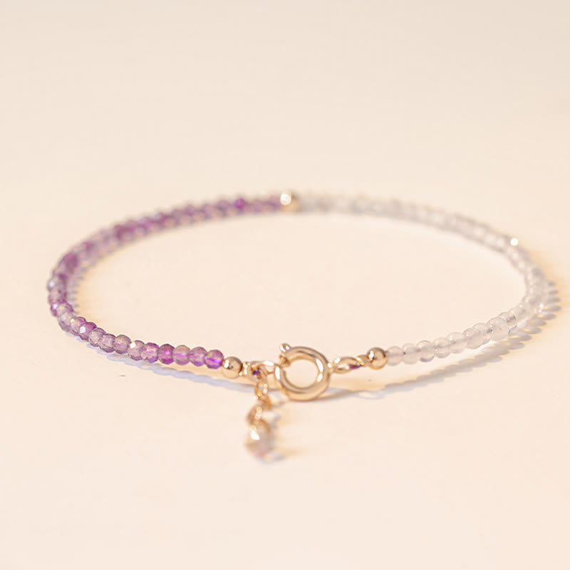 2.5mm Natural Amethyst Ultra-thin Beads 14k Gold Plated Copper Inner Peace Bracelet