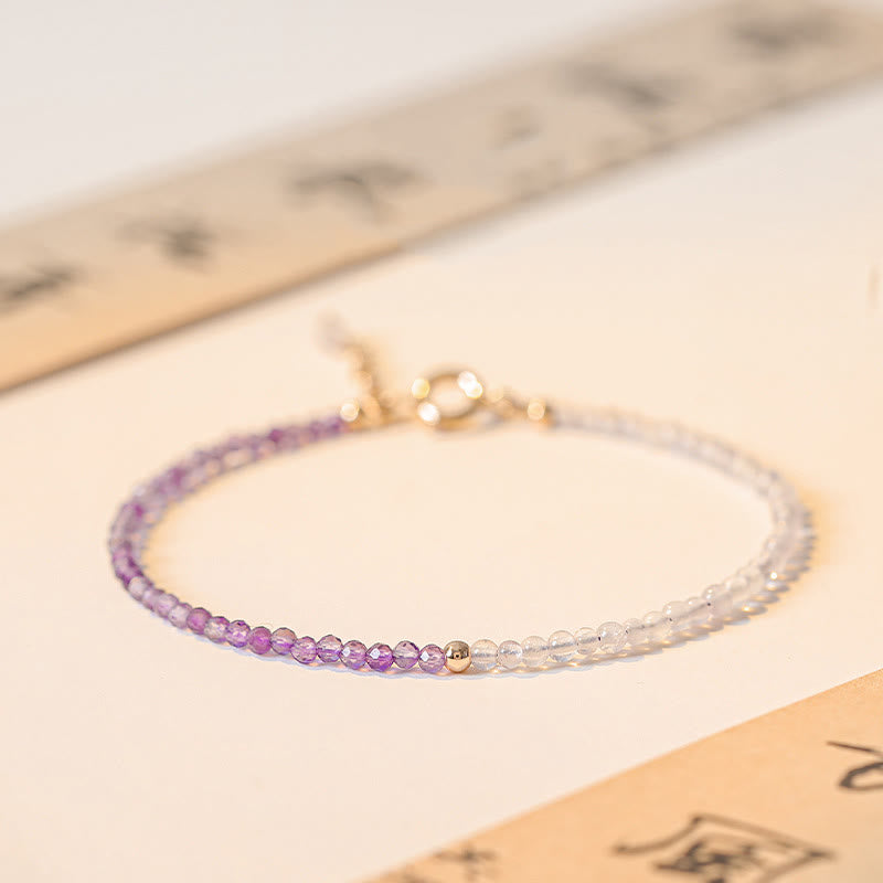 2.5mm Natural Amethyst Ultra-thin Beads 14k Gold Plated Copper Inner Peace Bracelet