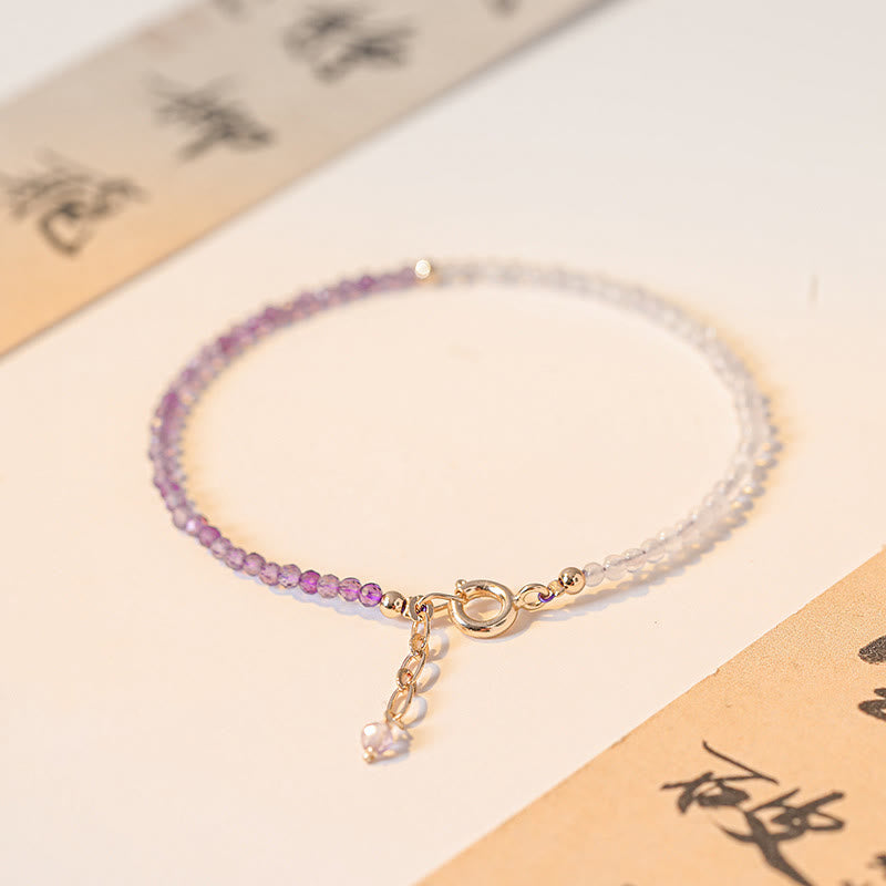 2.5mm Natural Amethyst Ultra-thin Beads 14k Gold Plated Copper Inner Peace Bracelet