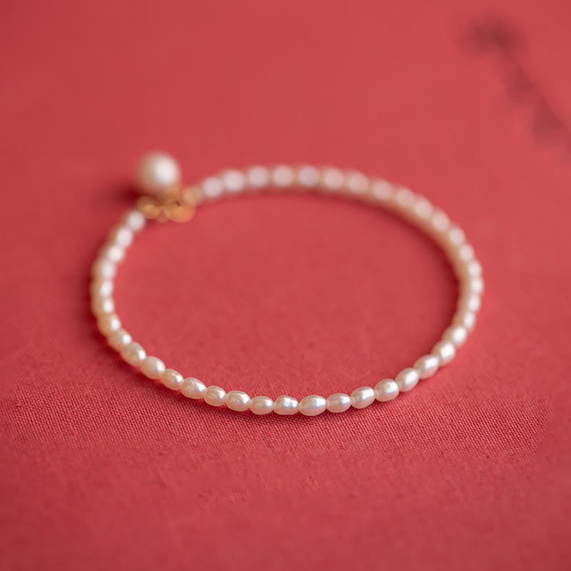 2mm Natural Pearl Ultra-thin Beads 14k Gold Plated Copper Wisdom Bracelet