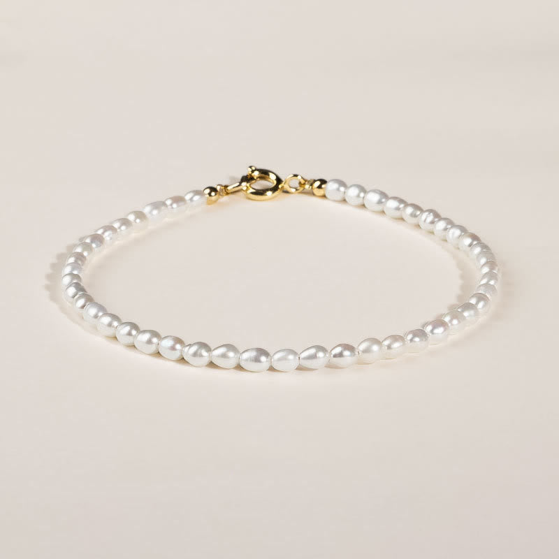 2mm Natural Pearl Ultra-thin Beads 14k Gold Plated Copper Wisdom Bracelet