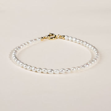 2mm Natural Pearl Ultra-thin Beads 14k Gold Plated Copper Wisdom Bracelet