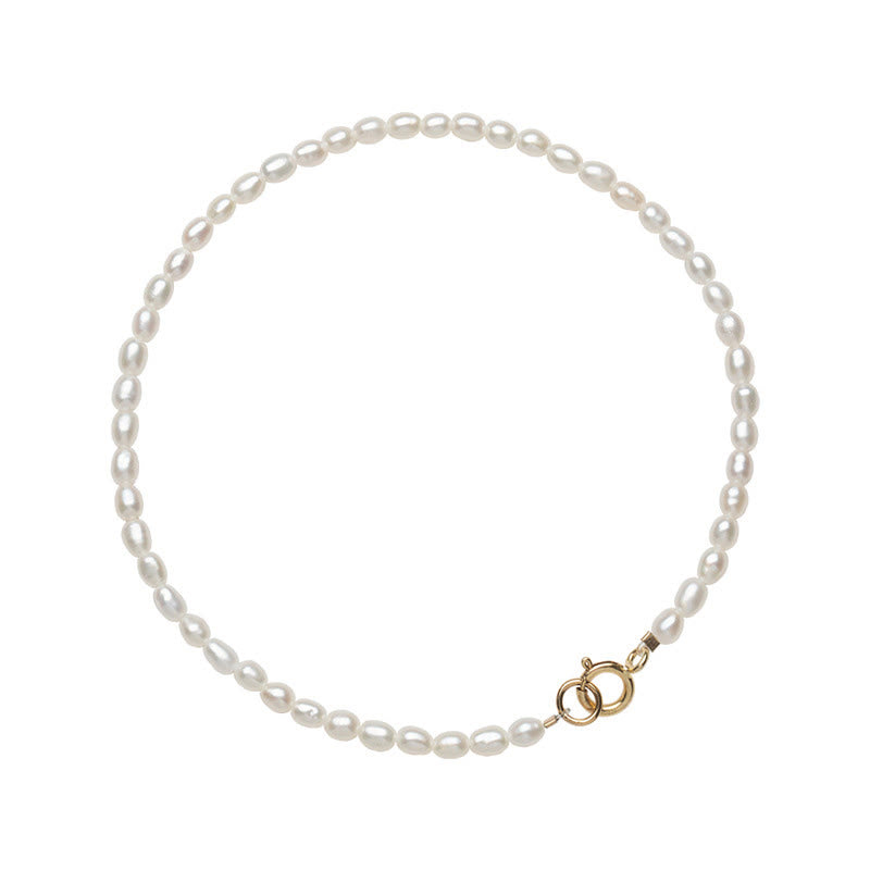 2mm Natural Pearl Ultra-thin Beads 14k Gold Plated Copper Wisdom Bracelet