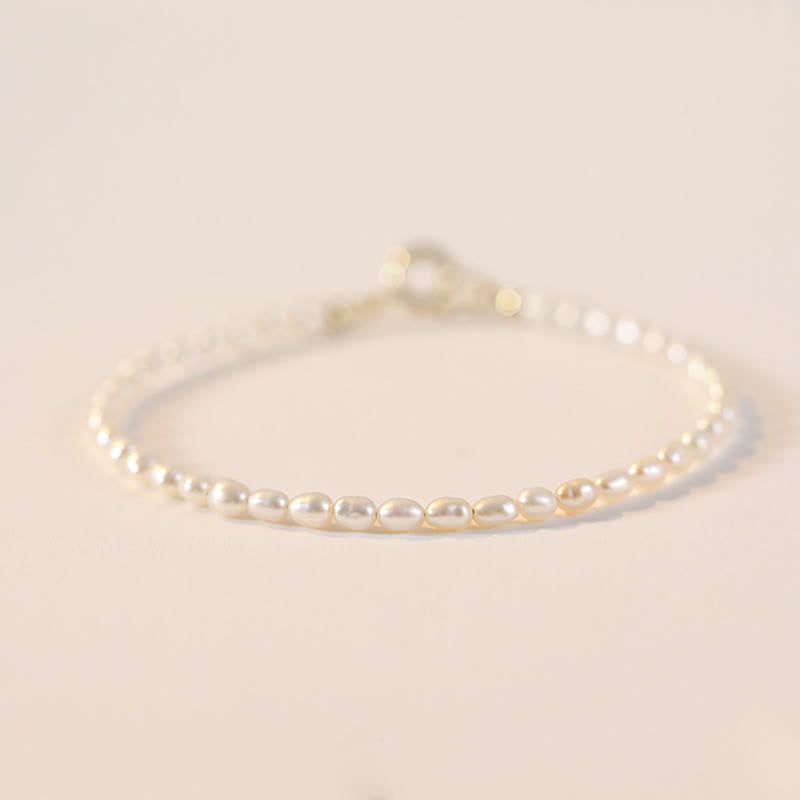 2mm Natural Pearl Ultra-thin Beads 14k Gold Plated Copper Wisdom Bracelet