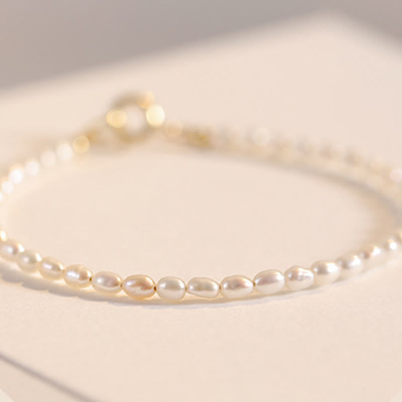 2mm Natural Pearl Ultra-thin Beads 14k Gold Plated Copper Wisdom Bracelet