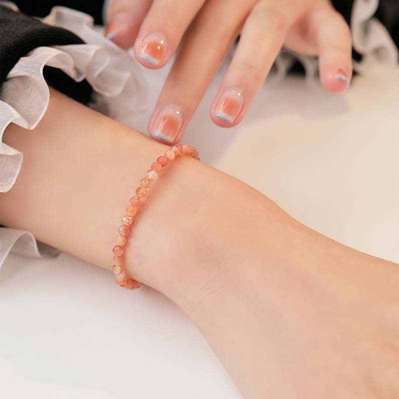 3mm Sun Stone Ultra-thin Beads 14k Gold Plated Copper Wealth Bracelet