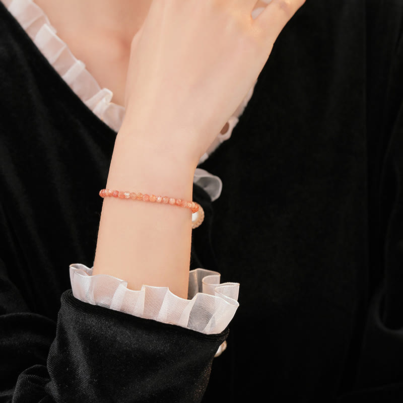 3mm Sun Stone Ultra-thin Beads 14k Gold Plated Copper Wealth Bracelet