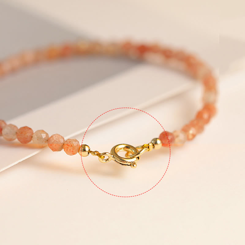 3mm Sun Stone Ultra-thin Beads 14k Gold Plated Copper Wealth Bracelet