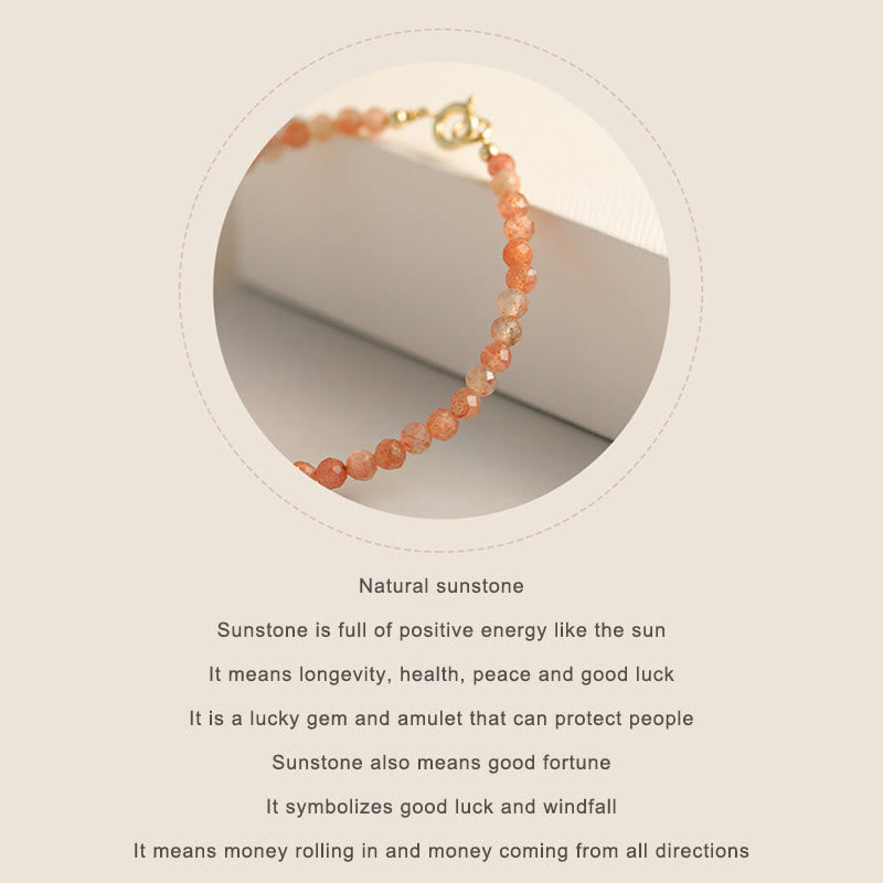 3mm Sun Stone Ultra-thin Beads 14k Gold Plated Copper Wealth Bracelet