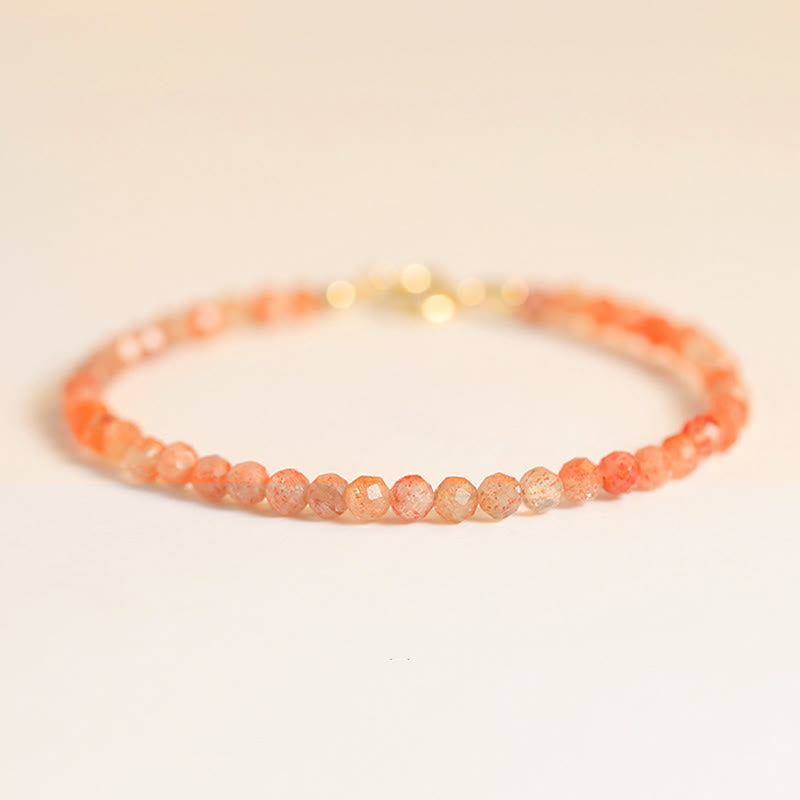 3mm Sun Stone Ultra-thin Beads 14k Gold Plated Copper Wealth Bracelet