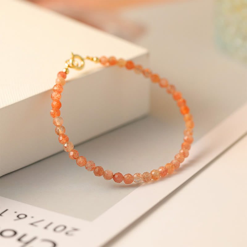 3mm Sun Stone Ultra-thin Beads 14k Gold Plated Copper Wealth Bracelet