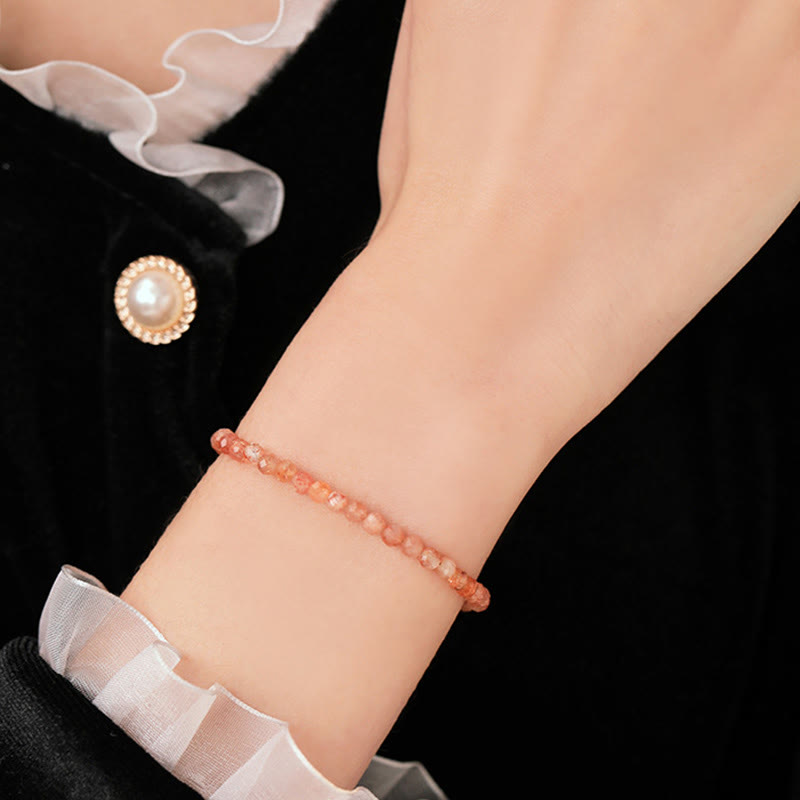 3mm Sun Stone Ultra-thin Beads 14k Gold Plated Copper Wealth Bracelet