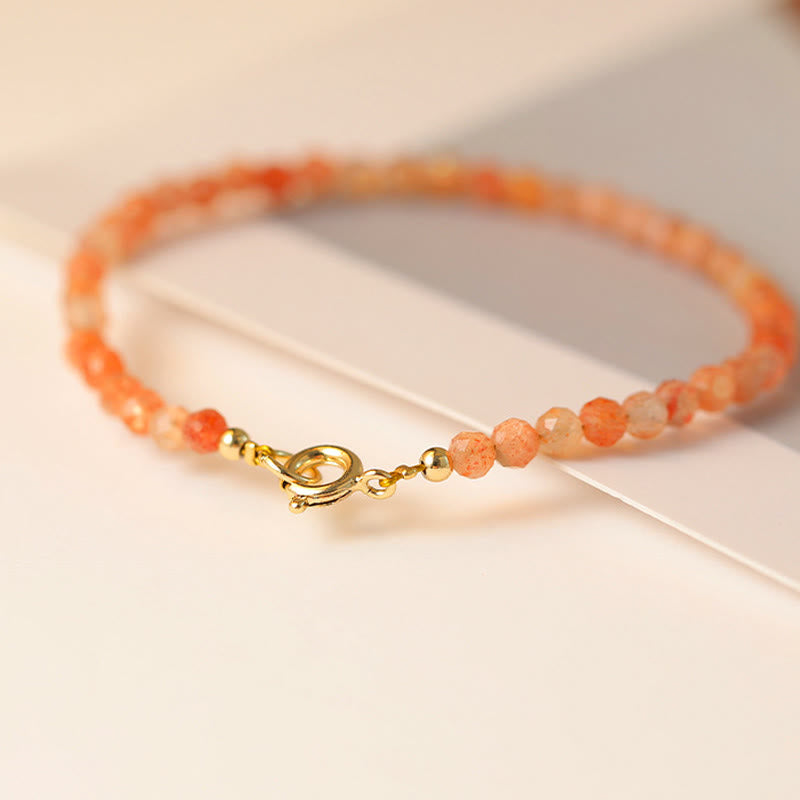 3mm Sun Stone Ultra-thin Beads 14k Gold Plated Copper Wealth Bracelet