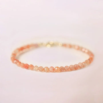 3mm Sun Stone Ultra-thin Beads 14k Gold Plated Copper Wealth Bracelet