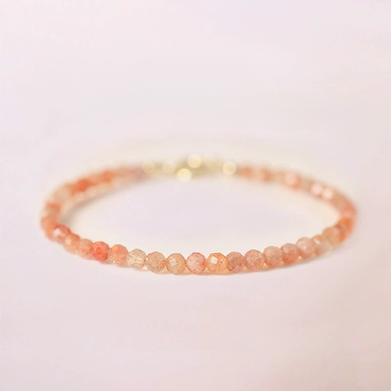 3mm Sun Stone Ultra-thin Beads 14k Gold Plated Copper Wealth Bracelet