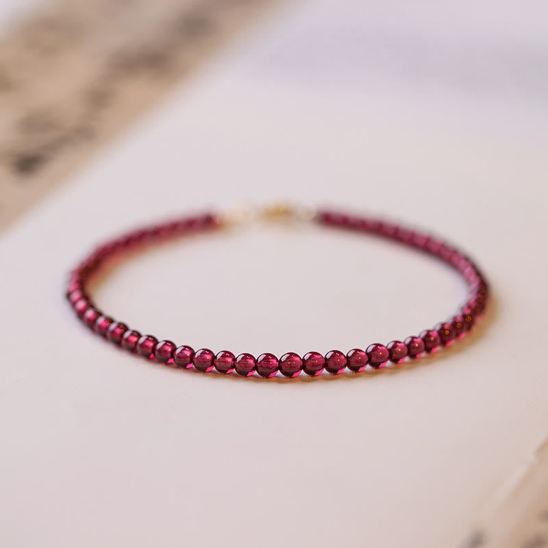 3mm Natural Small Garnet Ultra-Thin Beads Protection Bracelet