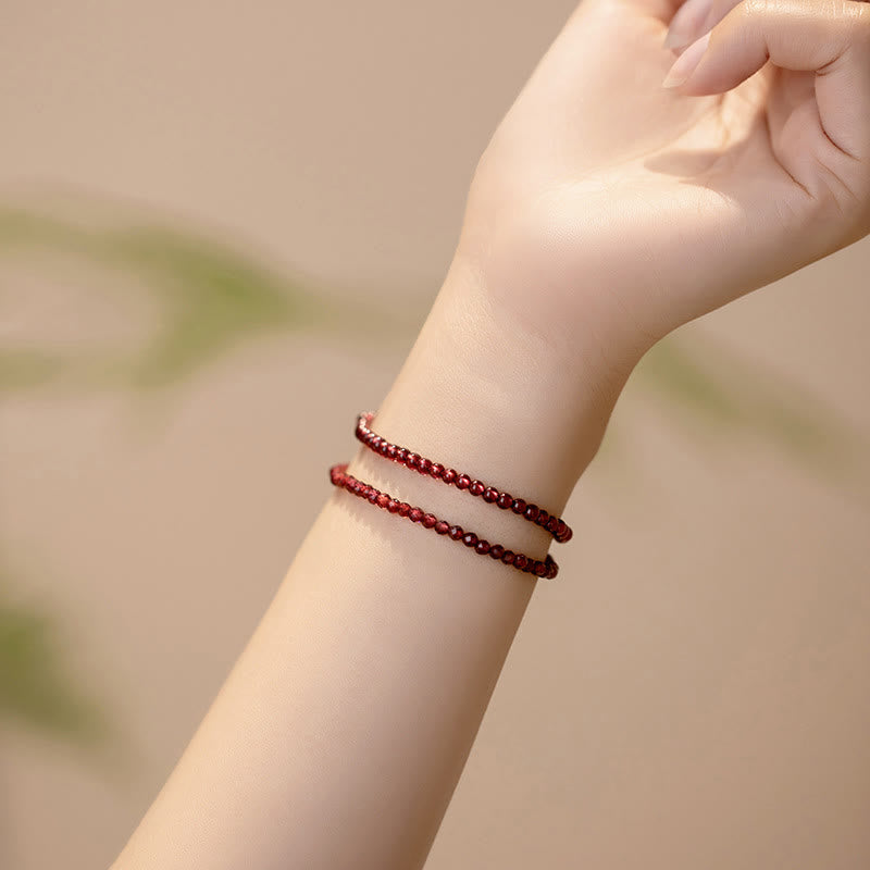3mm Natural Small Garnet Ultra-Thin Beads Protection Bracelet
