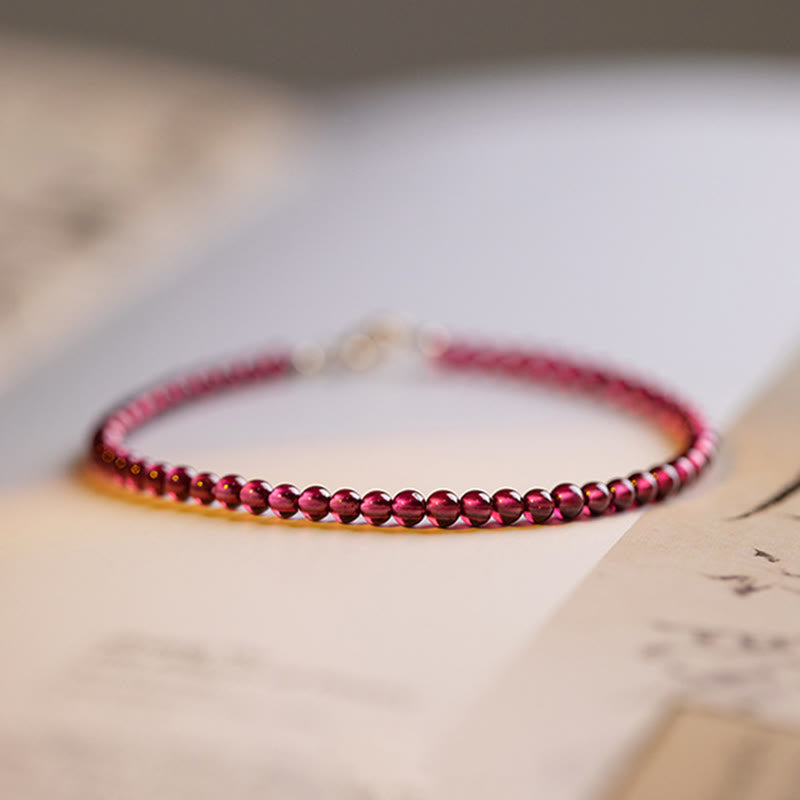 3mm Natural Small Garnet Ultra-Thin Beads Protection Bracelet
