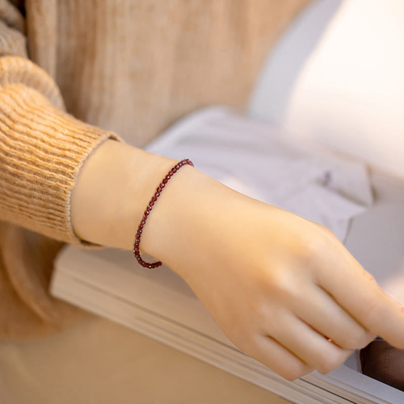 3mm Natural Small Garnet Ultra-Thin Beads Protection Bracelet